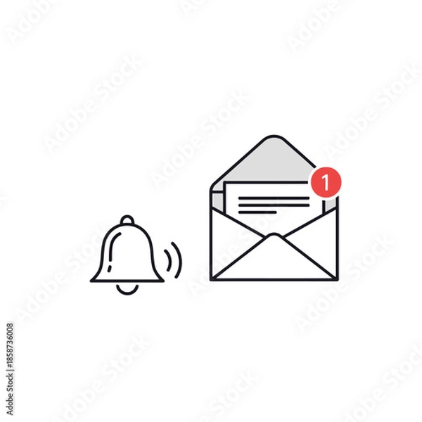 Obraz Notification bell and envelope icon