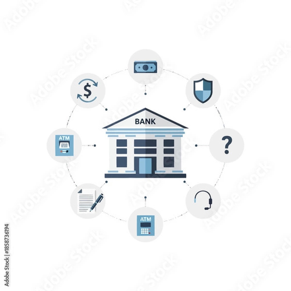 Obraz Bank services infographic