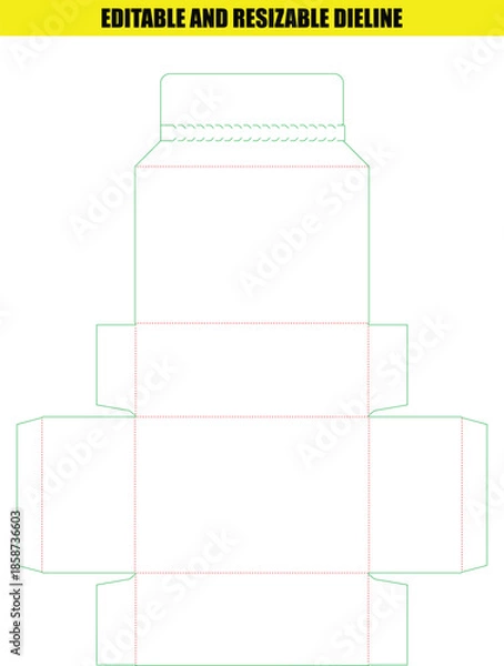 Obraz Editable Resizable Dieline Template for Custom Folding Packaging Box Design