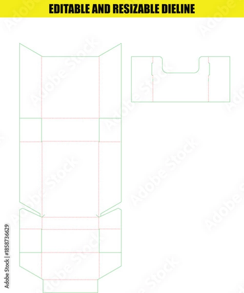 Obraz Editable and Resizable Die-Line Template for Custom Folding Packaging Boxes