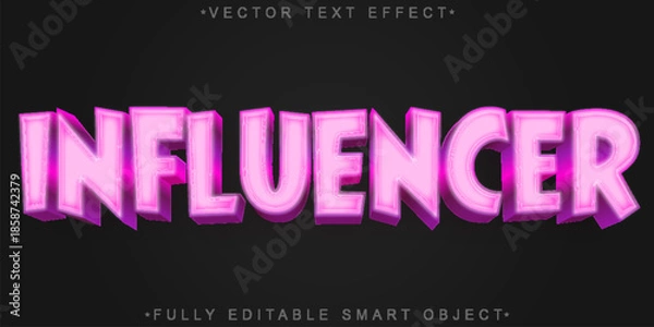 Obraz Influencer Social Media Vector Fully Editable Smart Object Text Effect