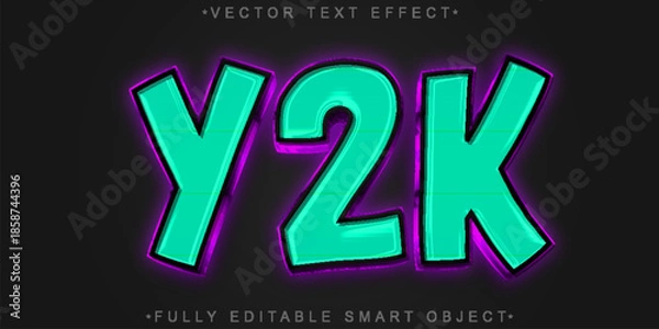 Obraz Y2K Retro Tech Cyber Vector Fully Editable Smart Object Text Effect