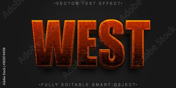 Obraz West Wild West Vector Fully Editable Smart Object Text Effect