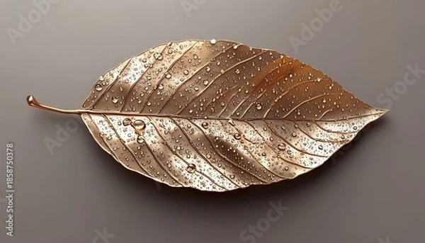 Obraz Extreme Macro Metallic Leaf Veins Futuristic Render