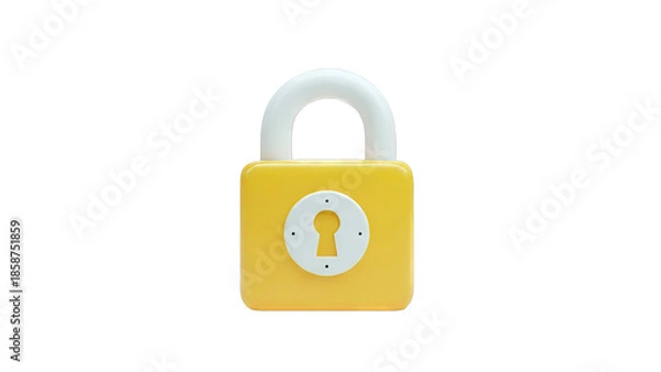 Obraz Yellow Padlock Icon with White Bow