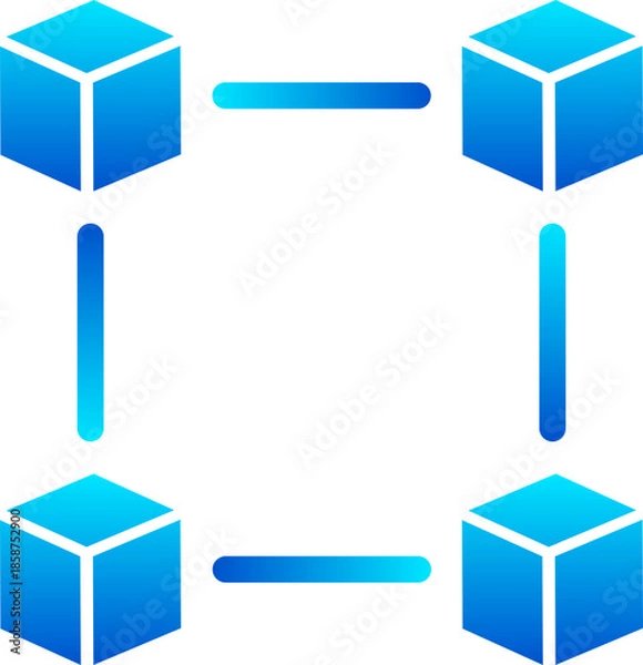 Obraz 3D Blockchain Network Cube  icon