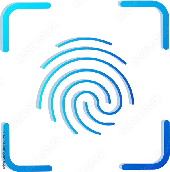 Obraz 3D Fingerprint Biometric Security Icon