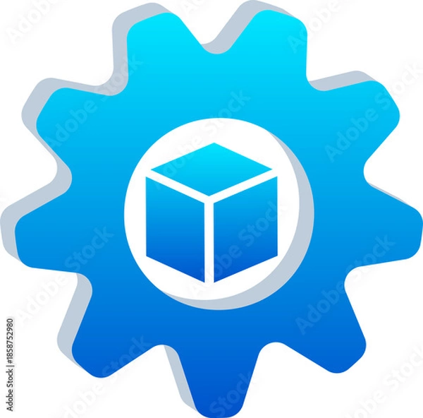 Obraz 3D Product Development Gear and Cube Icon