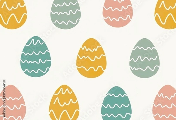 Obraz A repeating pattern of simple  Easter eggs in different pastel colors