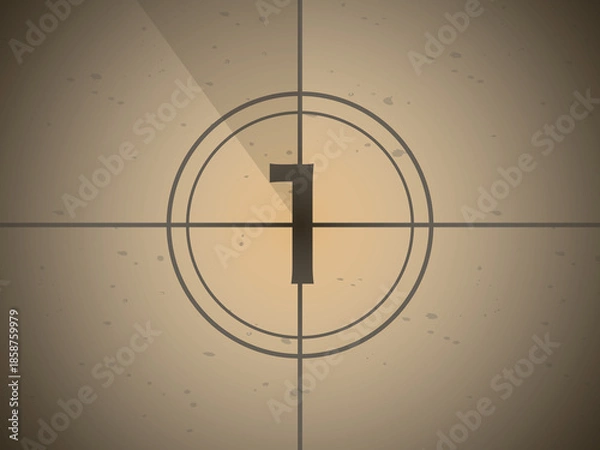 Fototapeta 「1」映写機・レトロフィルム映画風カウントダウン