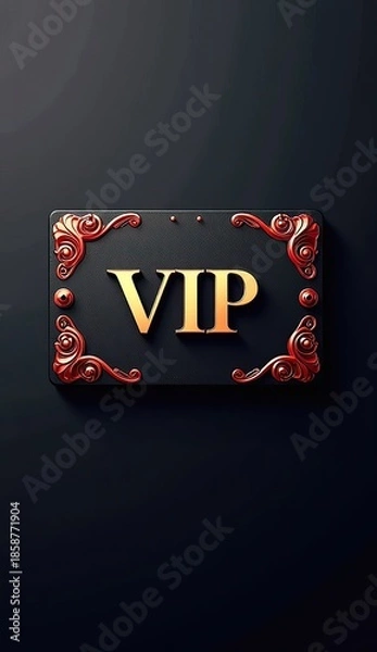 Obraz premium black leather VIP card with gold text