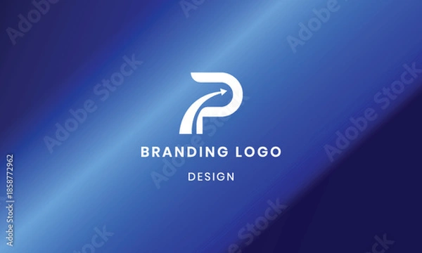 Obraz Modern creative arrow P letter logo with abstract gradient background .