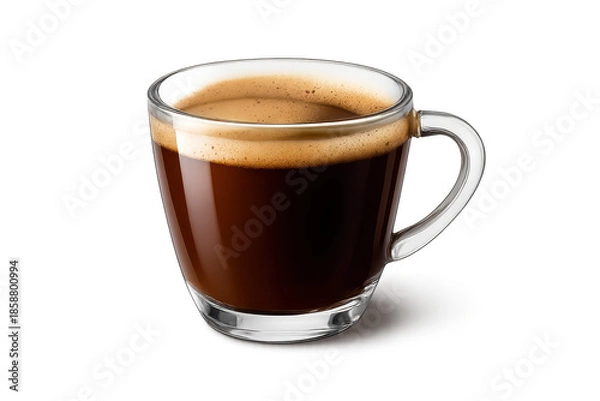 Obraz Espresso coffee in a glass with a transparent background for projects.