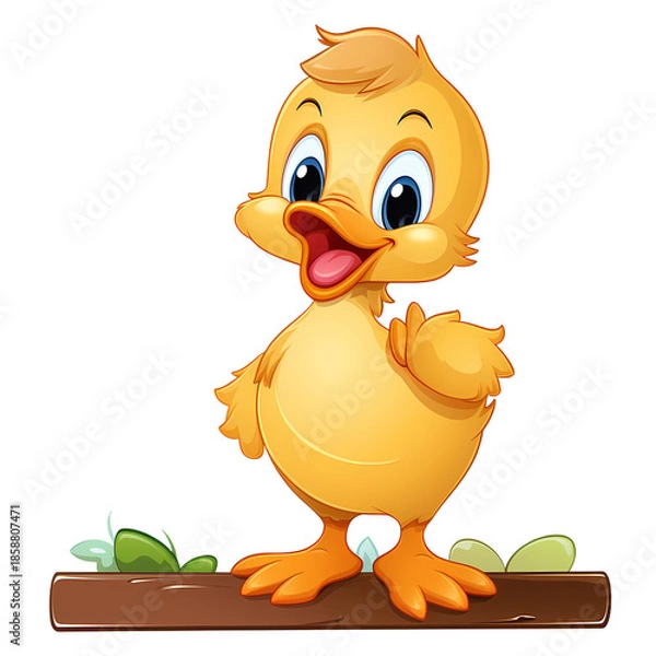 Obraz Adorable Duckling by Empty Signage in Vector