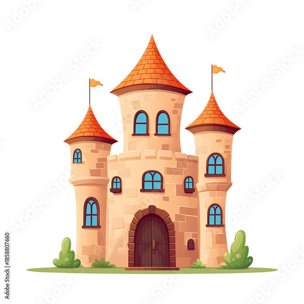 Obraz Enchanting Medieval Castle with Tiny Fairy House