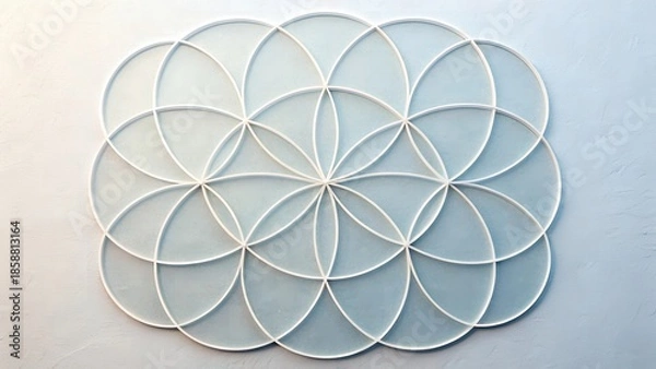 Obraz Overlapping Translucent Circles Forming Geometric Petals Minimal Design