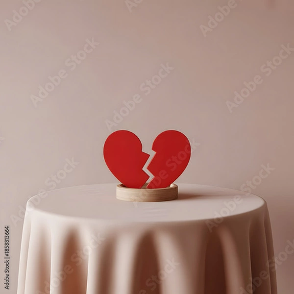 Obraz Broken heart on table
