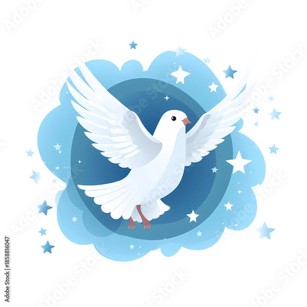 Fototapeta Ethereal Dove Soaring Through Celestial Sky