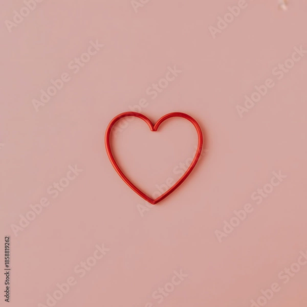 Obraz Red heart shape on pink background