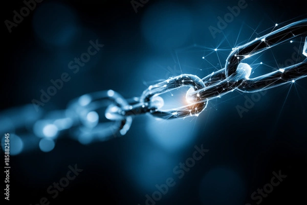 Fototapeta Blockchain technology concept, decentralized network with secure transactions