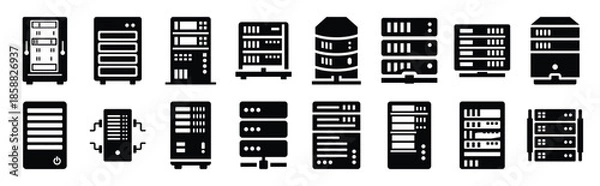 Fototapeta data server silhouette icon set