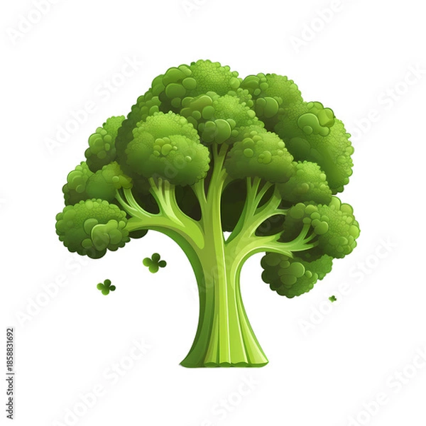 Obraz Fresh Broccoli on White Background Vector