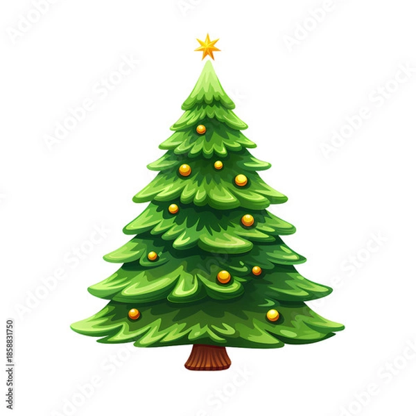 Fototapeta Elegant Christmas Tree on White Background