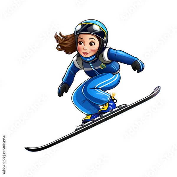 Obraz Dynamic Ski Jumping Girl Vector Illustration
