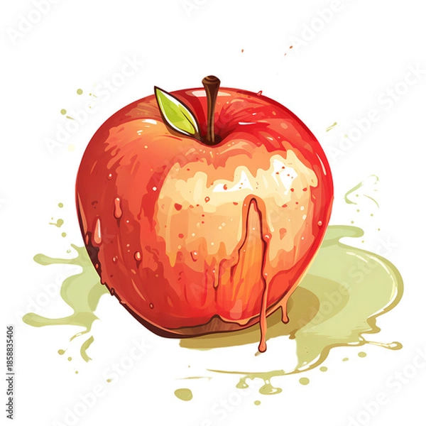 Obraz Decayed Apple Infested with Mold Illustration
