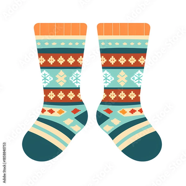 Obraz Cozy Knitted Socks with Delicate Pattern
