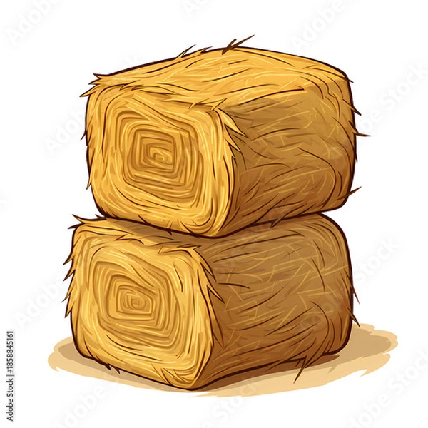Fototapeta Lively Vector Stacked Hay Bales Composition