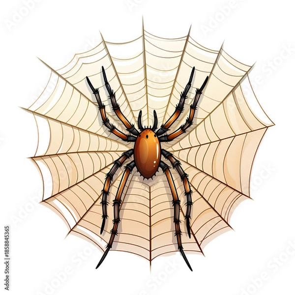Fototapeta Elegant Spider Web on White Background