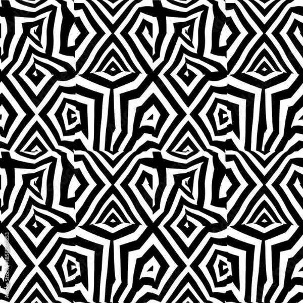 Obraz Op art geometric pattern, repeating black and white shapes