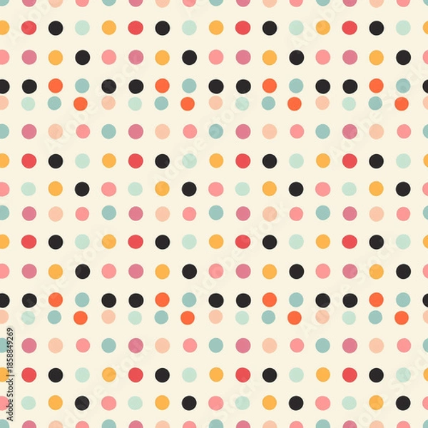 Obraz Polka dots seamless pattern,  simple geometry, modern textile style 