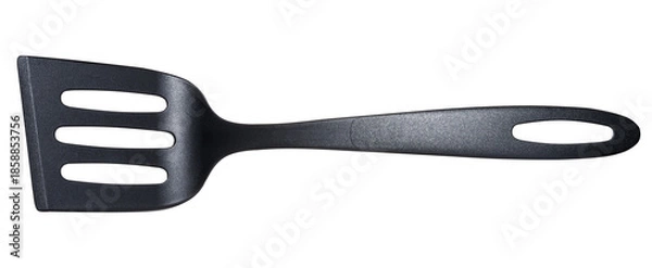 Obraz Black plastic kitchen spatula with slots
