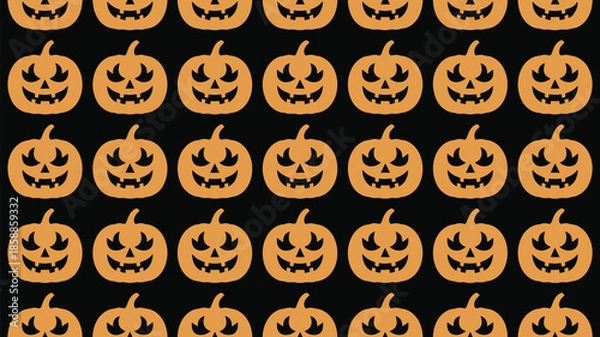 Obraz Spooky Halloween jack-o-lanterns pattern on black background