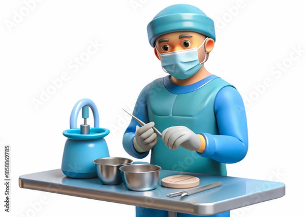 Obraz Surgeon Performing Delicate Medical Operation ? 3D Render