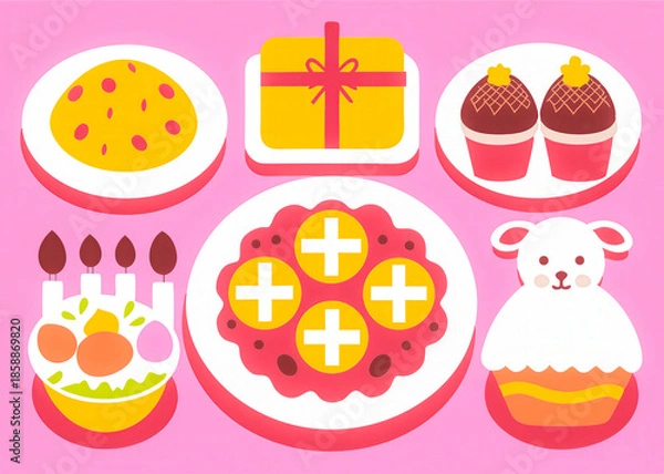 Obraz set of easter eggs and ribbons