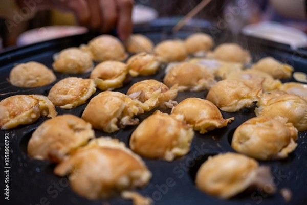 Obraz とても楽しい日本の一般家庭のたこ焼きパーティー