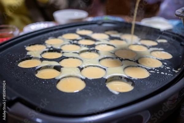 Obraz とても楽しい日本の一般家庭のたこ焼きパーティー