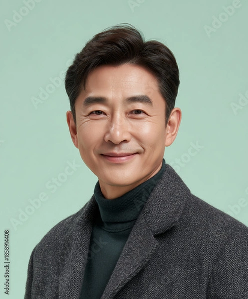 Obraz 지혜롭고 자신감 있는 한국 중년의 미소 광고컷