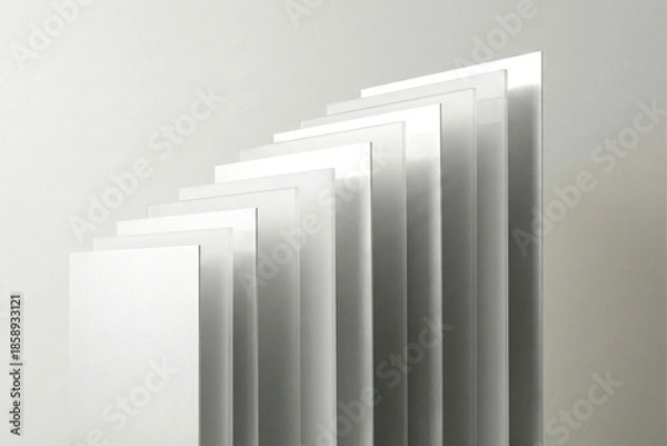 Obraz Stacked White Rectangular Panels In Ascending Order image photo