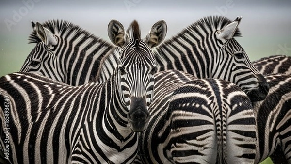 Obraz zebras in the grass filed