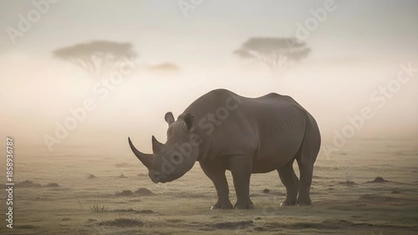 Obraz rhino at sunset