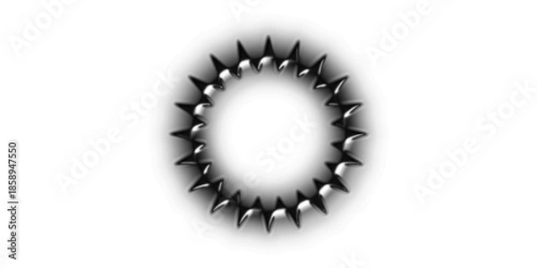 Obraz A dark, spiky circular ring with sharp protrusions on a white background.