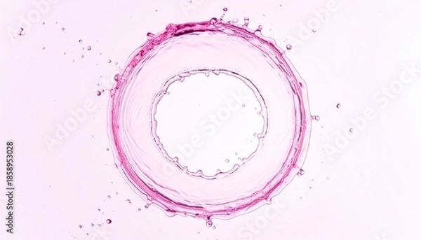 Obraz 潤いや化粧水、美容液の美容系イメージ　ピンクの透明感ある水が丸くスプラッシュする美しい抽象的な背景