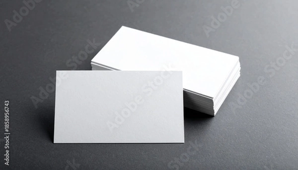 Obraz Blank Business Card Stack Mockup on a dark gray background