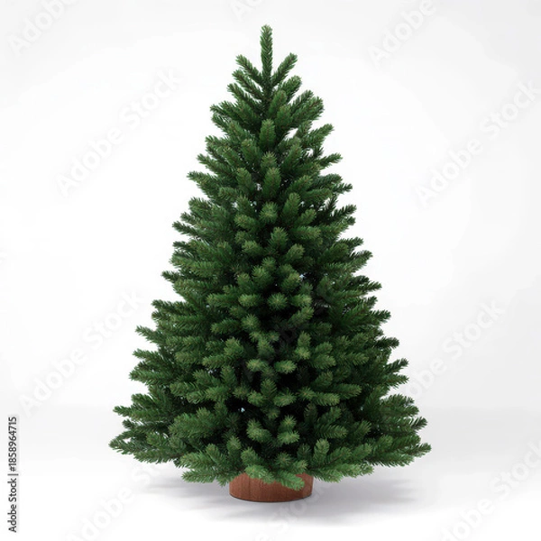 Obraz Elegant Undecorated Christmas Tree Isolated on White Background