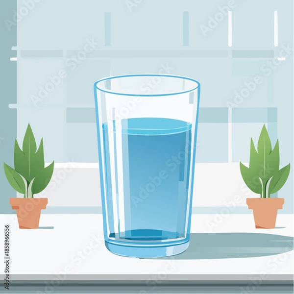 Obraz 透明なコップに入った水のイラスト