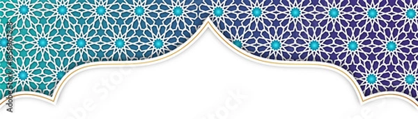 Obraz Gradient Islamic Pattern Frame with Geometric Design